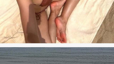 광안리 해수욕장 태닝하는 요가강사 몸매