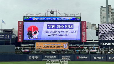 [포토]우천 및 그라운드 사정으로 취소된 한화와 KT의 수원 경기
