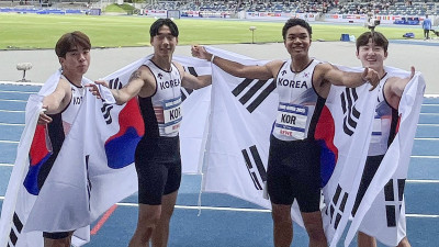 한국 육상 ‘황금세대’ 일냈다 …U대회 男 400m 계주 첫 우승