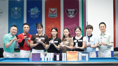 프로당구 에스와이 선수들, ‘화장품 모델’ 나섰다! ‘SY 베리테옴므 챔피언십’ 포토콜