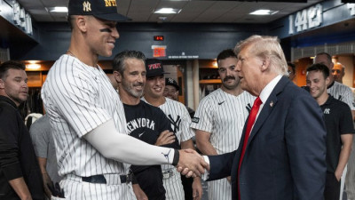 ‘대통령 직관 경기’서 홈런 날려본 사람? NYY 저지, 통산 361호 ‘쾅쾅’! 레전드 조 디마지오와 타이