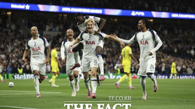 운인가, 실력인가...손흥민 떠난 토트넘, 상대 자책골로 UCL 첫승