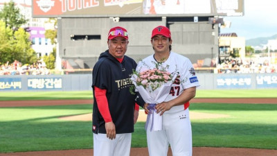 KIA 나성범, 통산 3000루타 시상식 진행…김기훈 9월 MVP 시상식 함께 열려