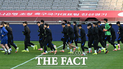 가나전 앞두고 초겨울 추위 이겨내는 축구대표팀 [TF사진관]