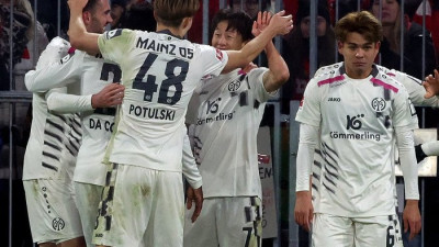 이재성, 김민재와 ‘코리안더비’서 환상 헤더골…마인츠는 뮌헨과 2-2 무승부