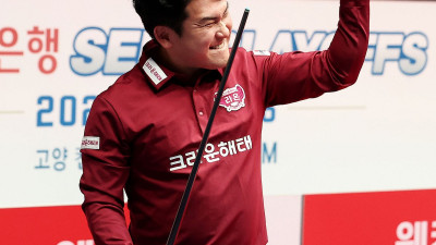 ‘7세트 사나이’ 오태준이 또 끝냈다… 크라운해태, 하나카드 꺾고 PBA 팀리그 준PO 1차전 쾌승