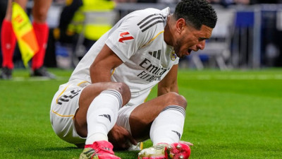 챔스 PO 빨간불... ‘햄스트링 파열’ 벨링엄 4주 아웃, 레알 초비상