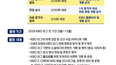 ‘야구 사랑단 대학생 찾습니다!’ KBO, 2026 제22기 제트크루 모집