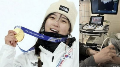 '투혼의 금메달'…스노보드 최가온 세 군데 골절