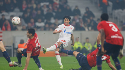 풀타임 설영우, 즈베즈다 UEL 16강 유리한 고지 점령에 일조… 평점 7