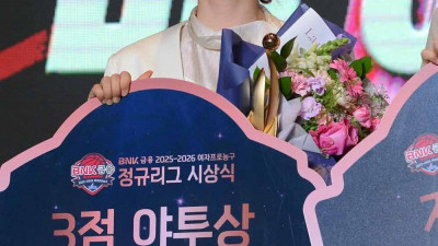 [SW포토]이채은,'3점야투상 받았어요'