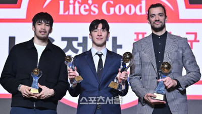 [포토] 포즈 취하는 신인상 켐바오, MVP 이정현-마레이